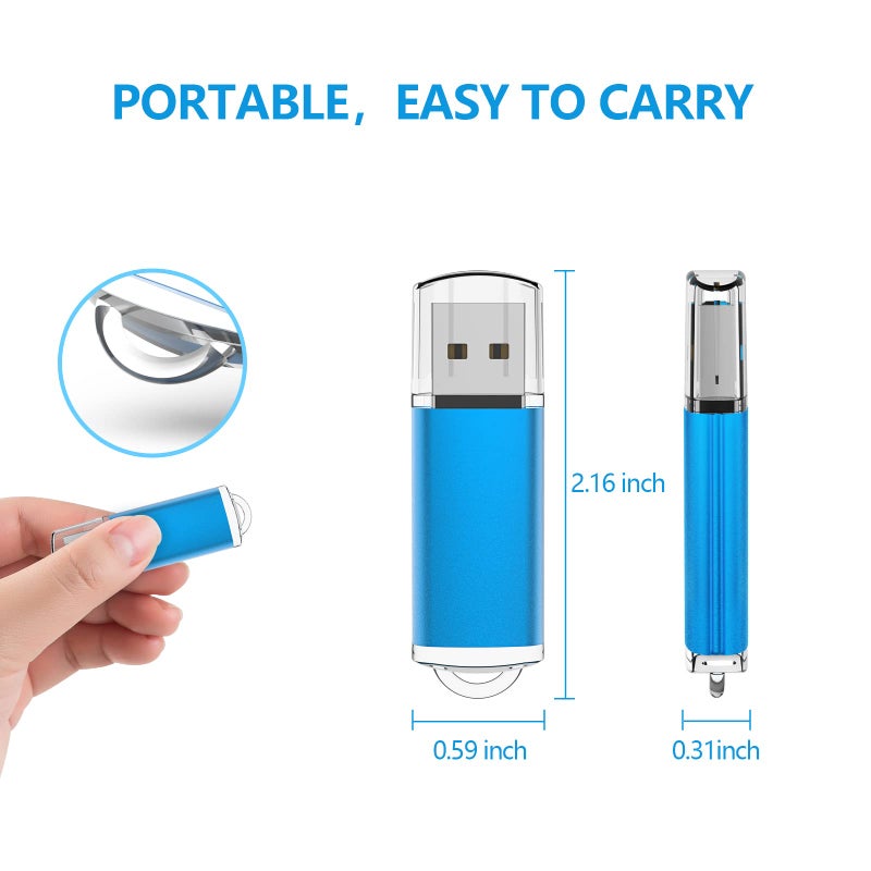 KOOTION Flash Drive 16GB 10 Pack USB 2.0 Thumb Drive Capped Memory Stick Jump Drive, Blue - Image 2